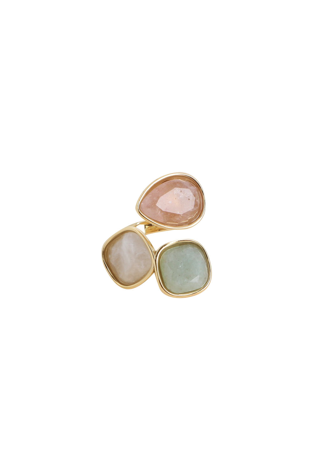 Bague dorée Nolan quartz rose - Bijou photographié sur fond blanc
