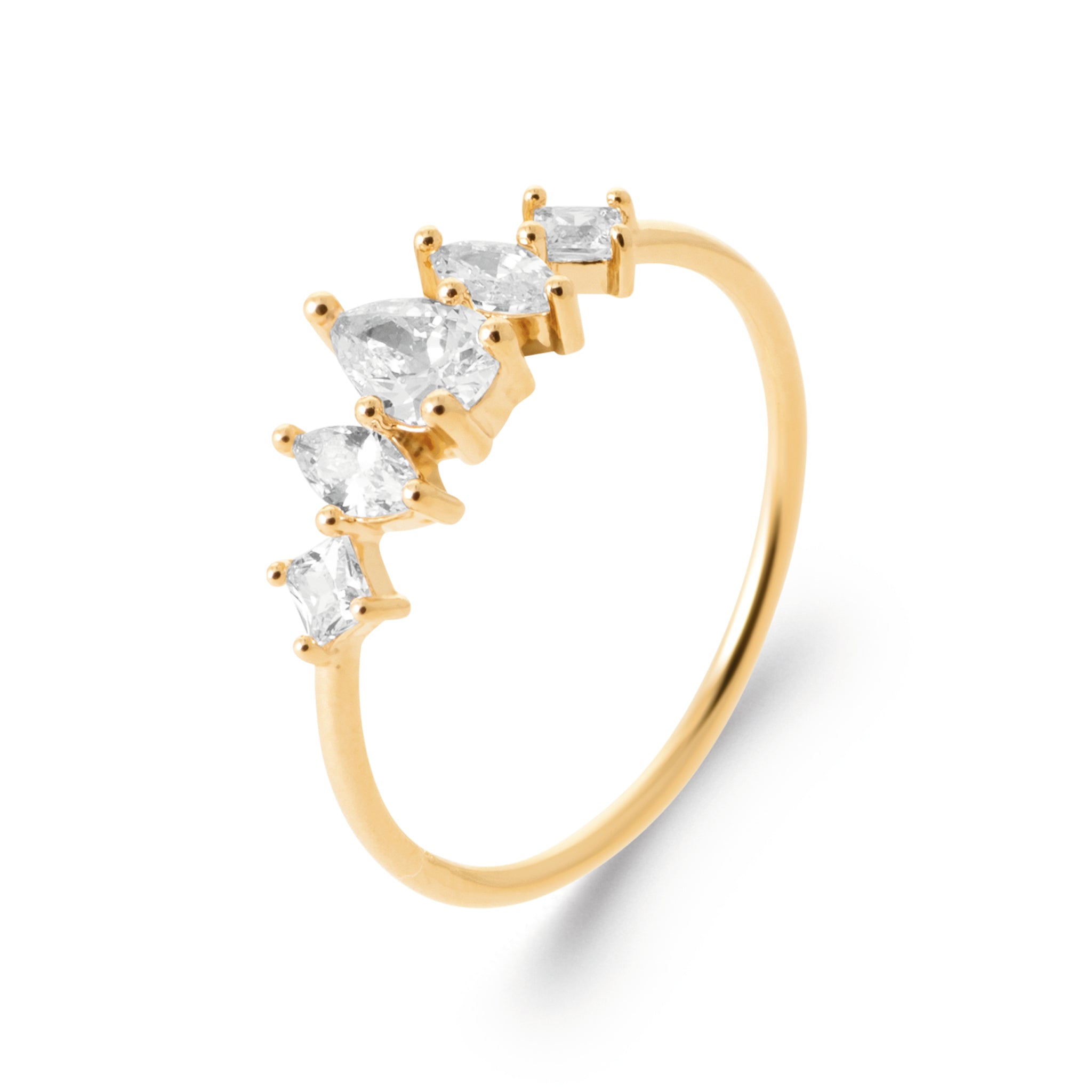 Bague dorée Phil zircons - Bijou photographié sur fond blanc
