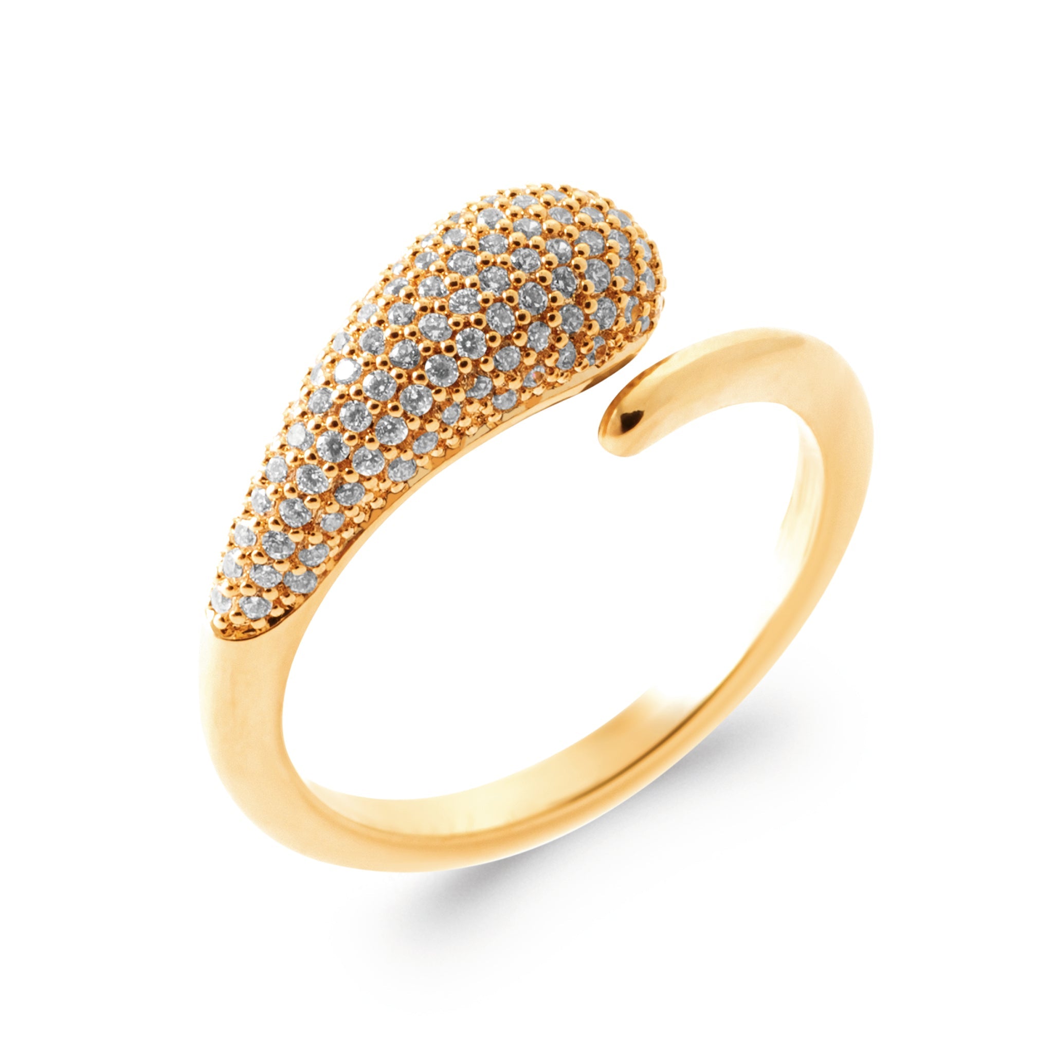 Bague dorée Youri goutte zircons - Bijou photographié sur fond blanc