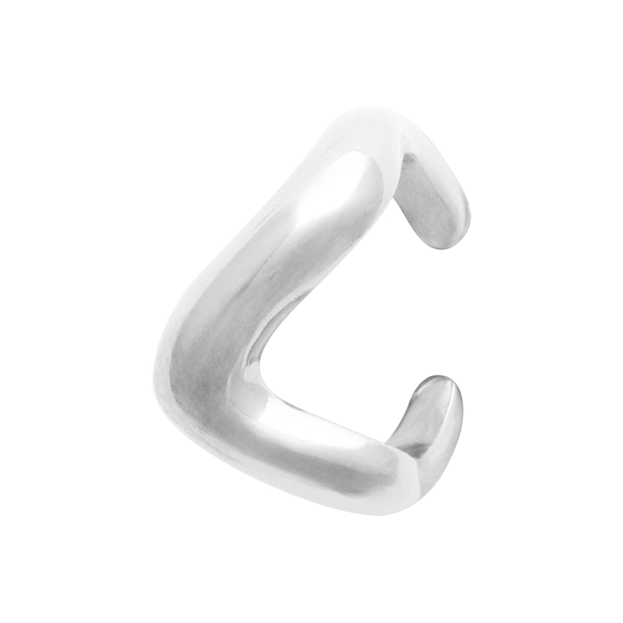Bague d'oreille argent Dune en forme de vague - Bijou photographié sur fond blanc