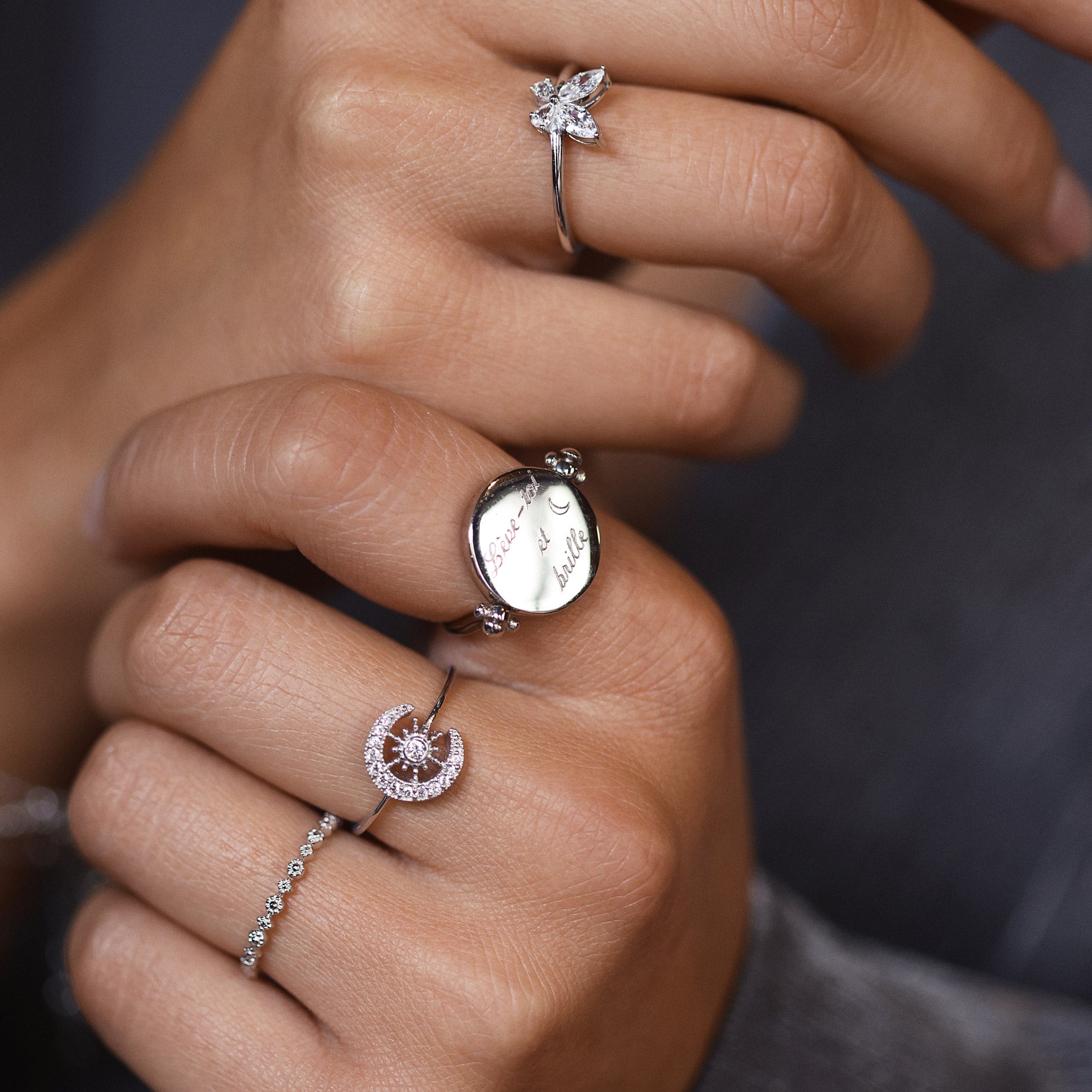 Bague réversible Joy personnalisable en argent pour gravure - Bijou porté