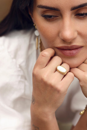 Bague dorée Joah nacre