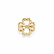 Bague dorée Raena en forme de trèfle ajouré - Bijou photographié sur fond blanc
