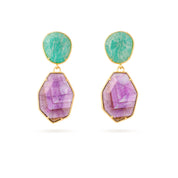 Boucles d'oreilles pendantes Angelina amazonite - bijou photographié sur fond blanc