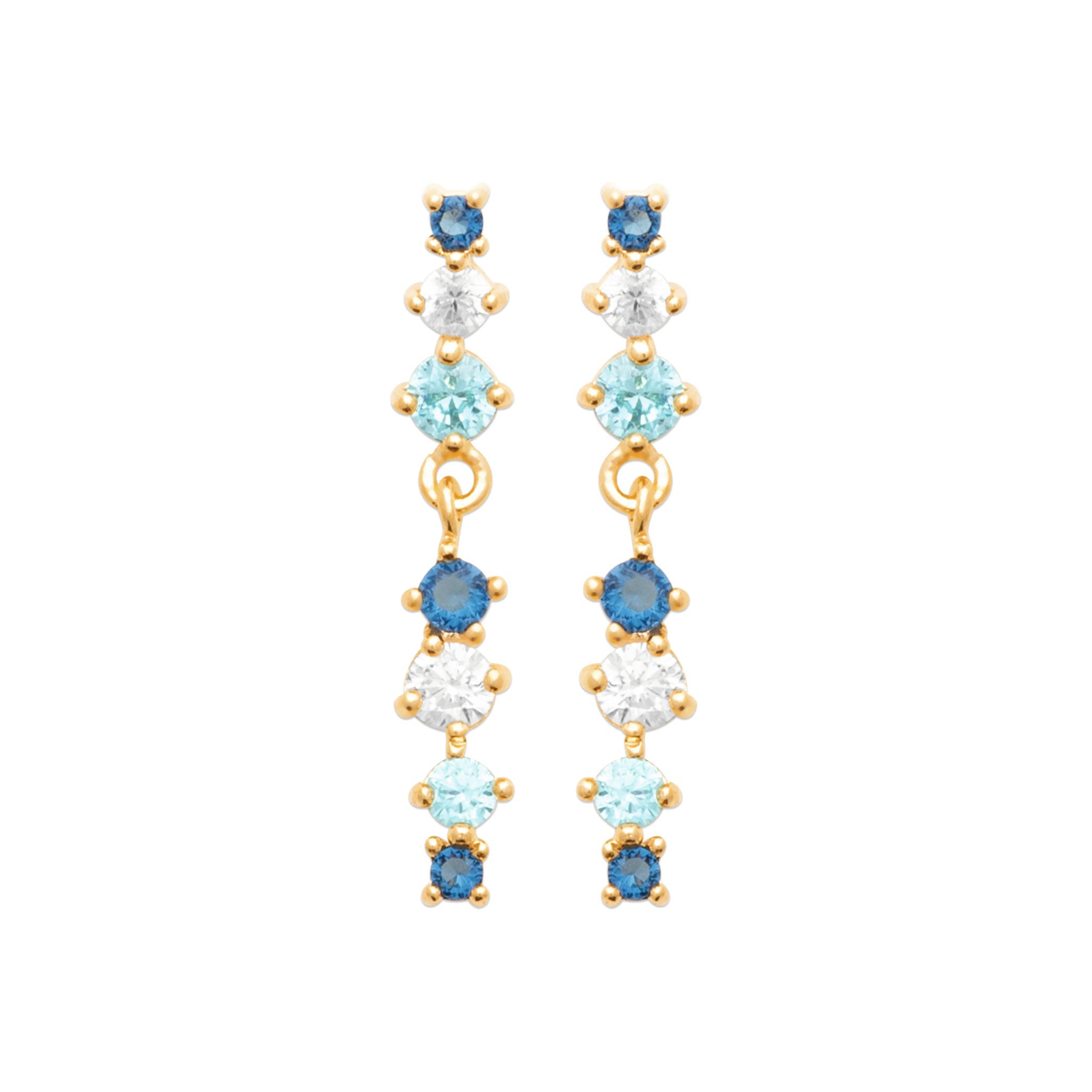 Boucles d'oreilles pendantes dorées Azur - Bijou photographié sur fond blanc