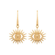 Boucles d'oreilles dorées Ilaria pendentif œil - Bijou photographié sur fond blanc