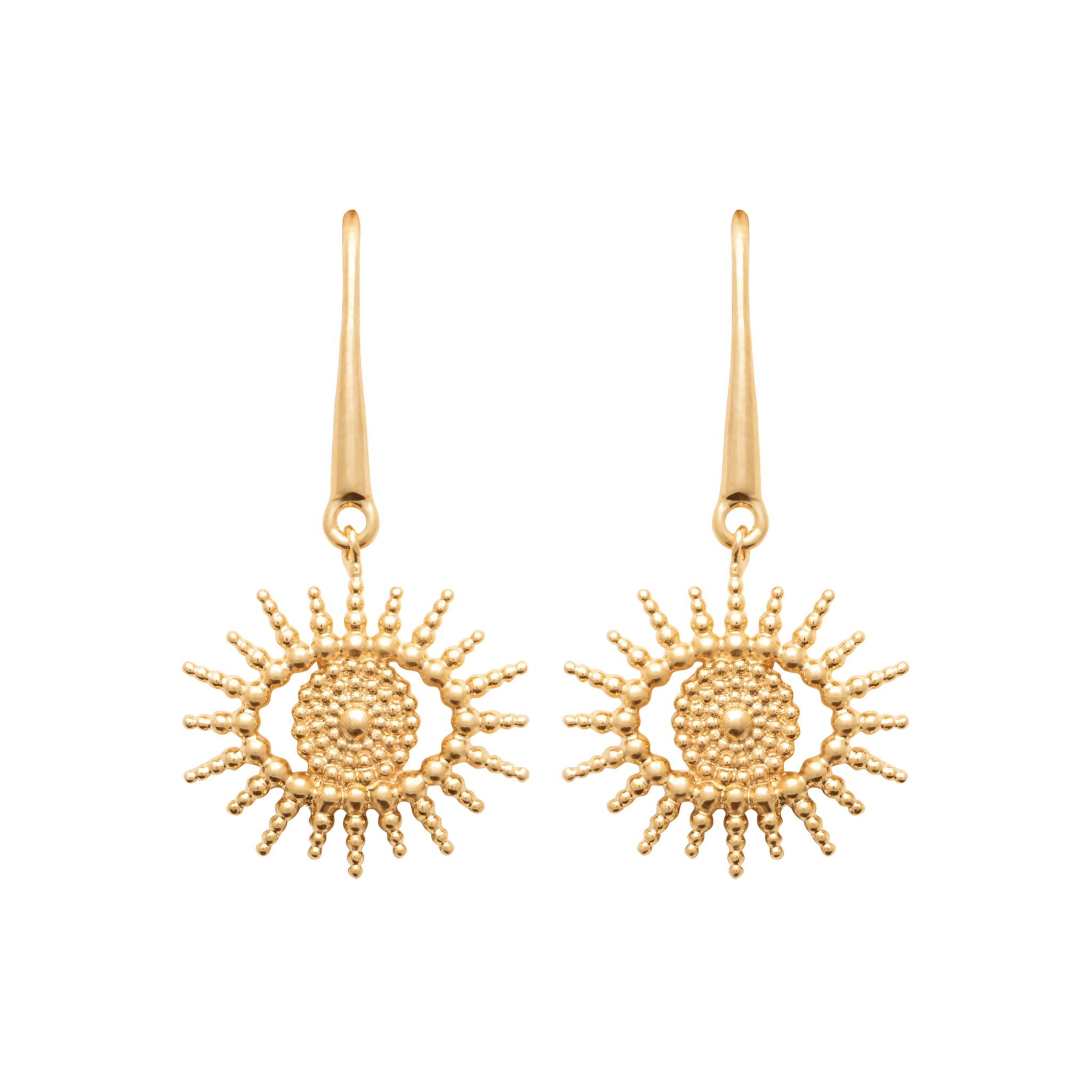 Boucles d'oreilles dorées Ilaria pendentif œil - Bijou photographié sur fond blanc