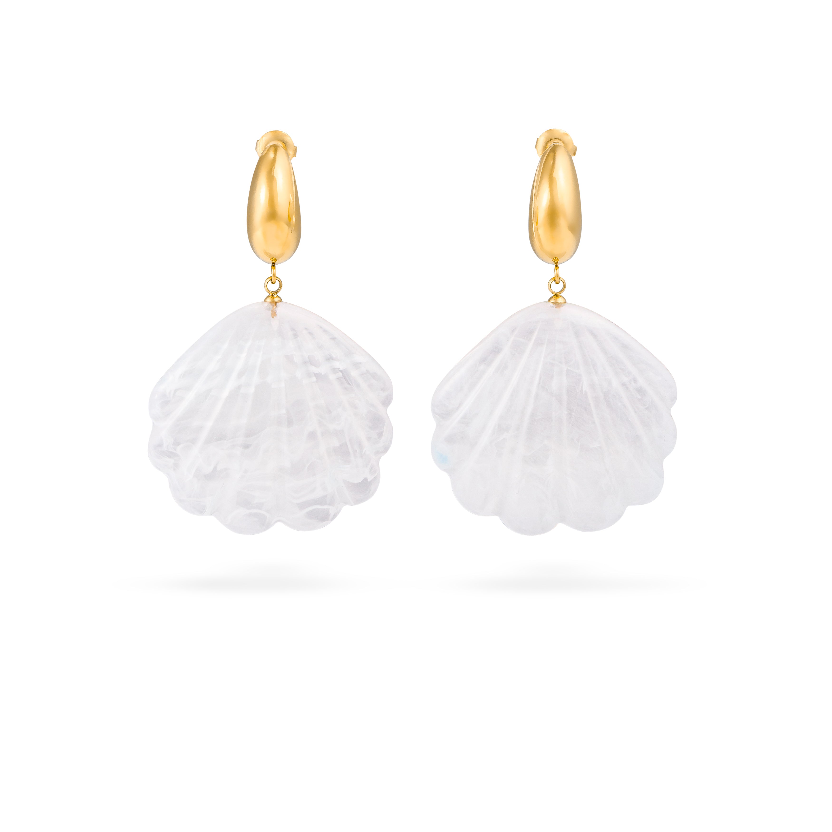 Boucles d'oreilles dorées Malu bleu acétate - Bijou photographié sur fond blanc