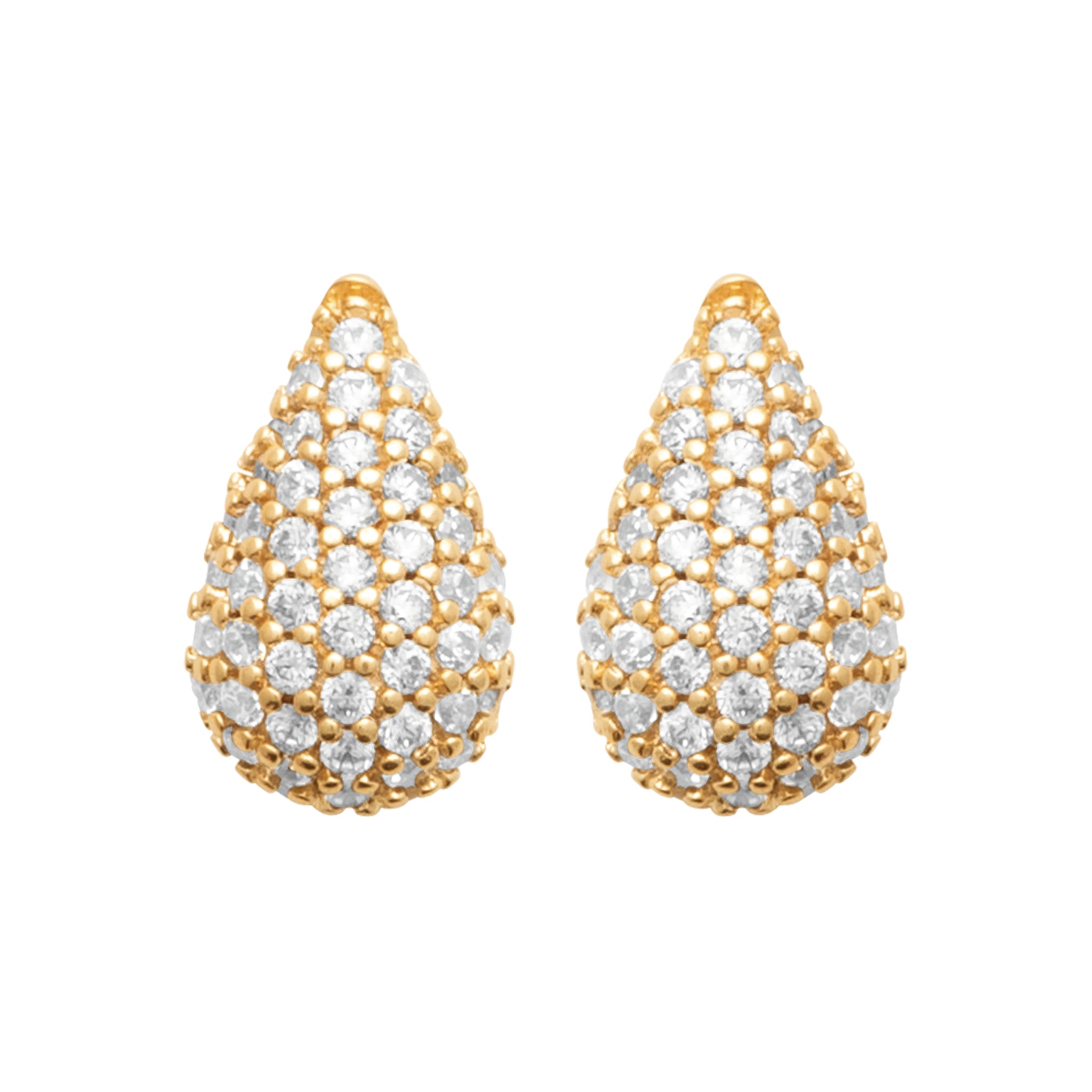 Boucles d'oreilles puces dorées Mini Yoko Zircons - Bijou photographié sur fond blanc