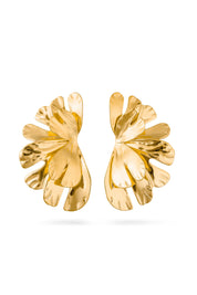 Boucles d'oreilles dorées Alga - Bijou photographié sur fond blanc