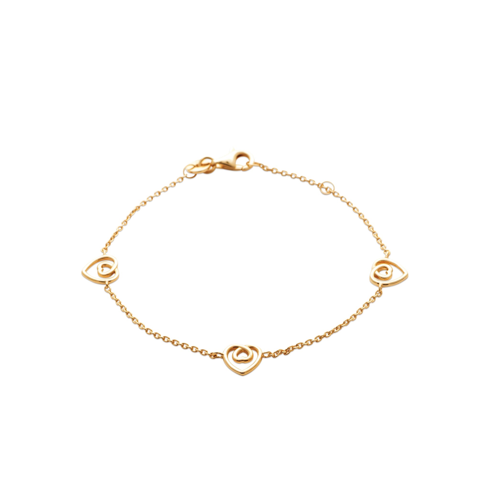 Bracelet doré Alia cœurs - Bijou photographié sur fond blanc