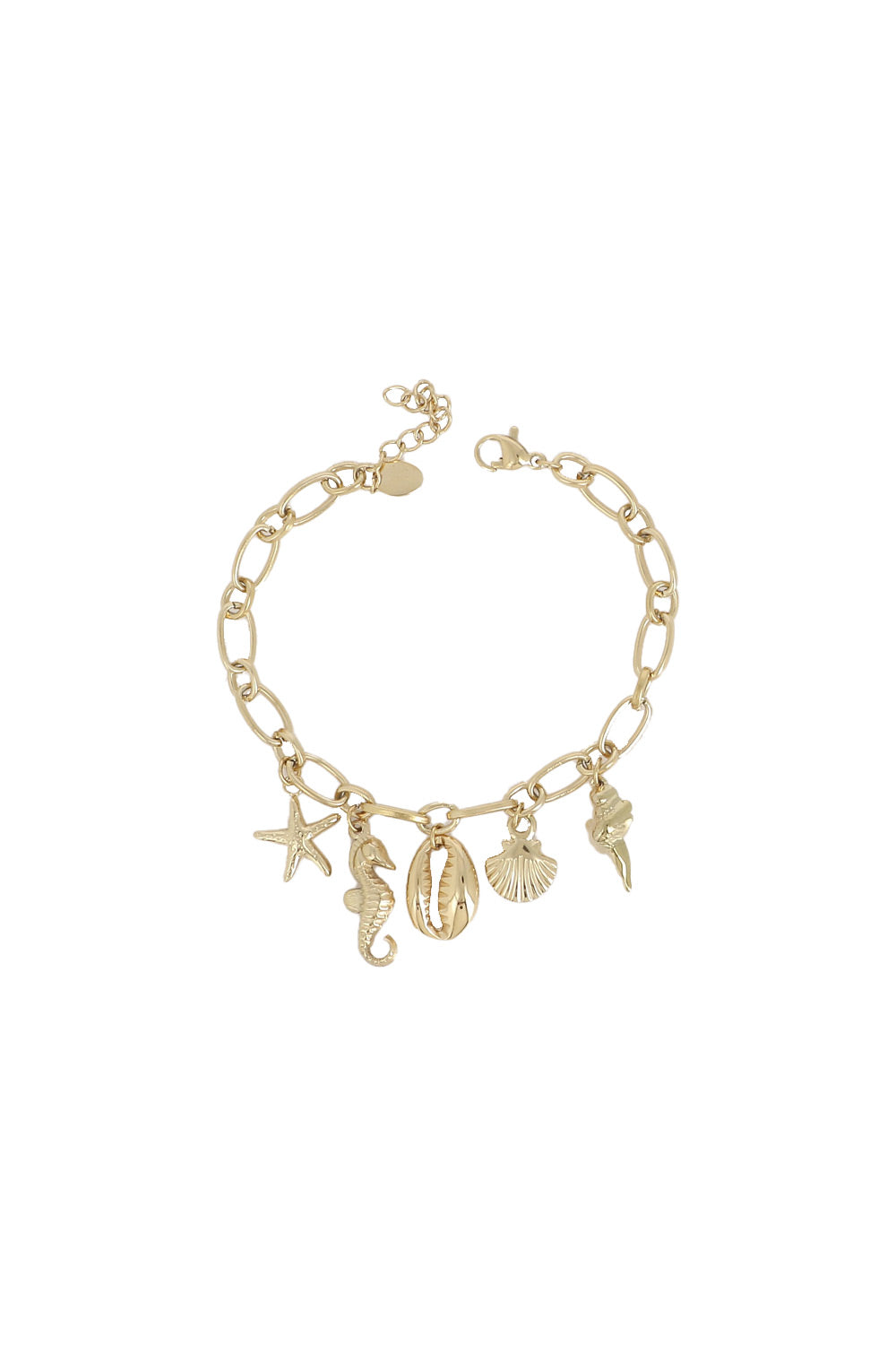 Bracelet doré Anaya maille et pendentifs marins - Bijou photographié sur fond blanc