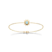 Bracelet doré Buffy aigue marine soleil empierré - Bijou photographié sur fond blanc