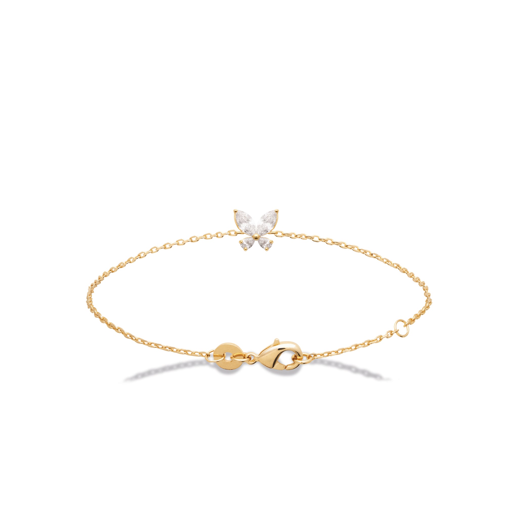 Bracelet doré Lara blanc zircons - Bijou photographié sur fond blanc