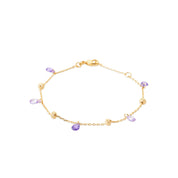 Bracelet doré Meilani violet pampilles zircons - Bijou photographié sur fond blanc