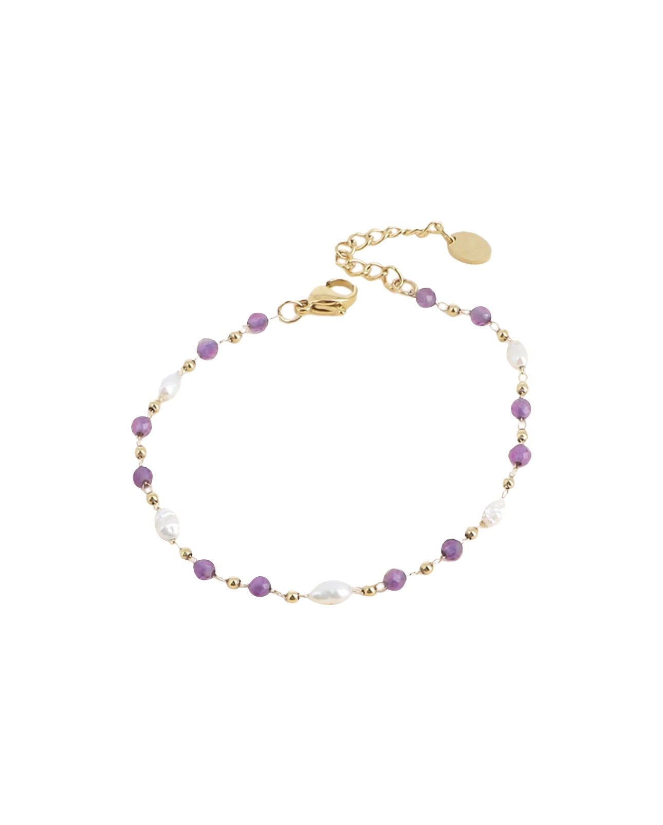 Bracelet doré Nissya améthyste - Bijou photographié sur fond blanc