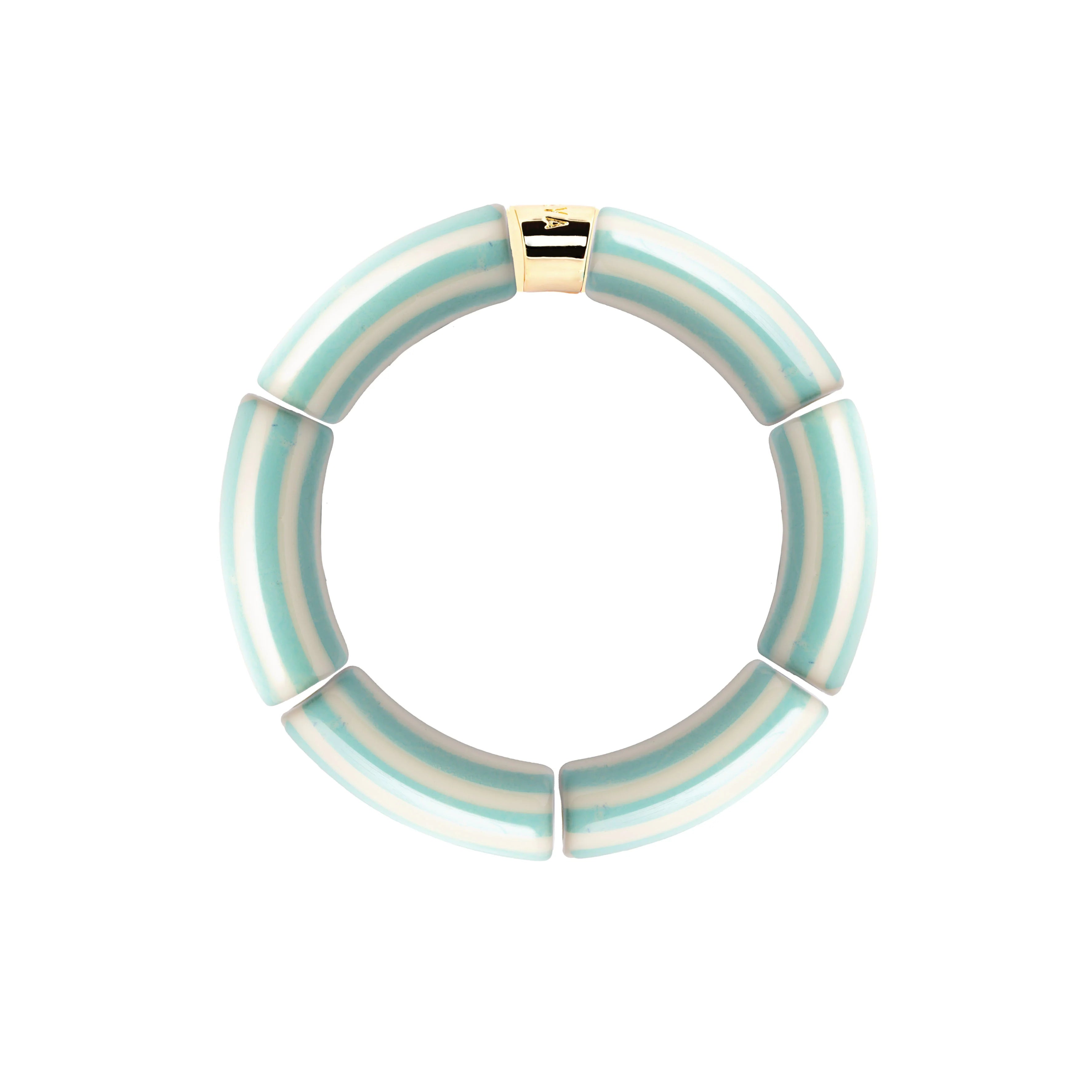 Bracelet doré Riviera Lagon 1 turquoise et blanc - Bijou photographié sur fond blanc