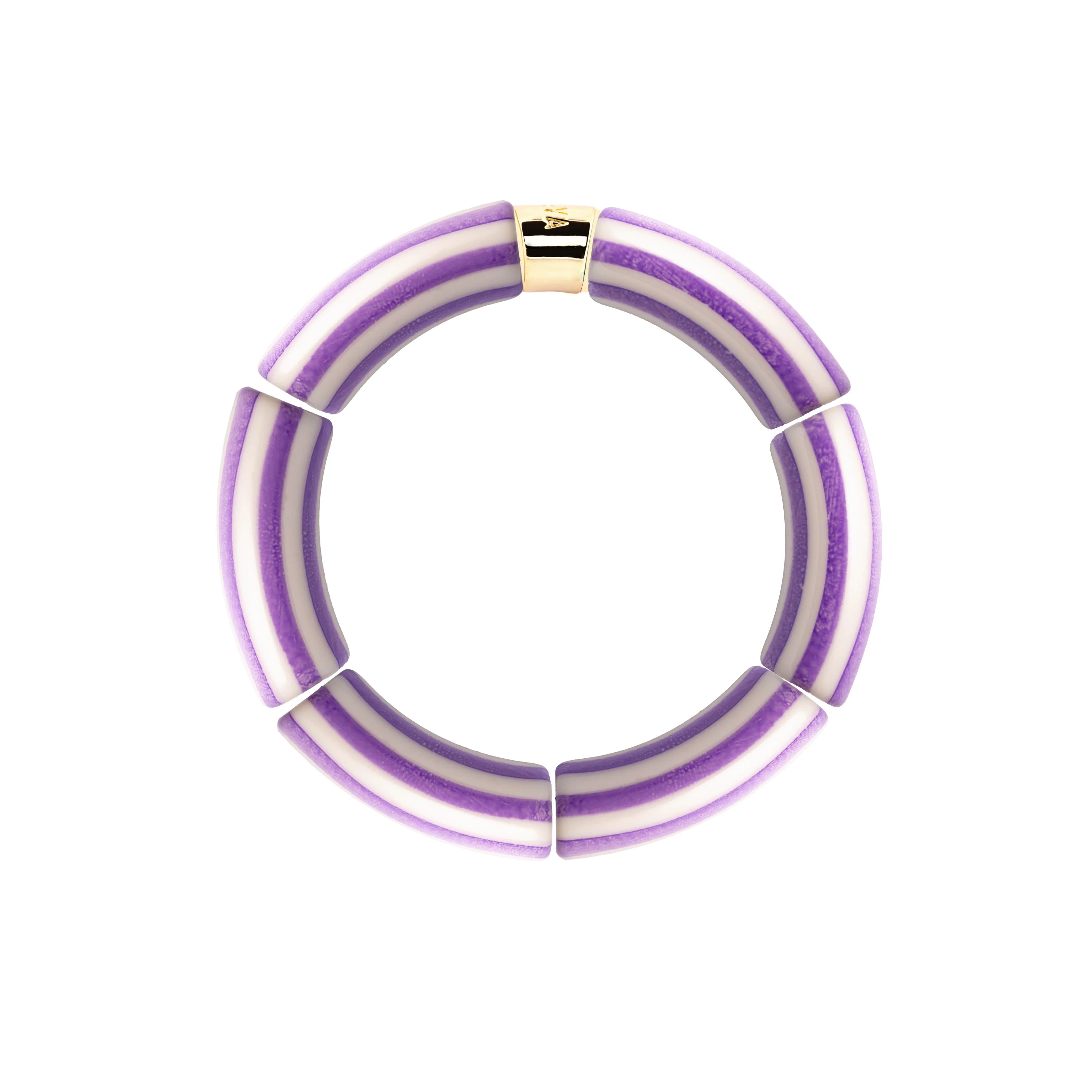 Bracelet doré Riviera Lila 1 violet et blanc - Bijou photographié sur fond blanc