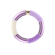 Bracelet doré Riviera Lila 3 violet, Lila, et blanc - Bijou photographié sur fond blanc