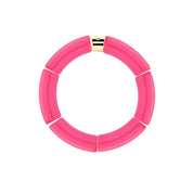 Bracelet doré Riviera Magenta 2 rose fuchsia - Bijou photographié sur fond blanc