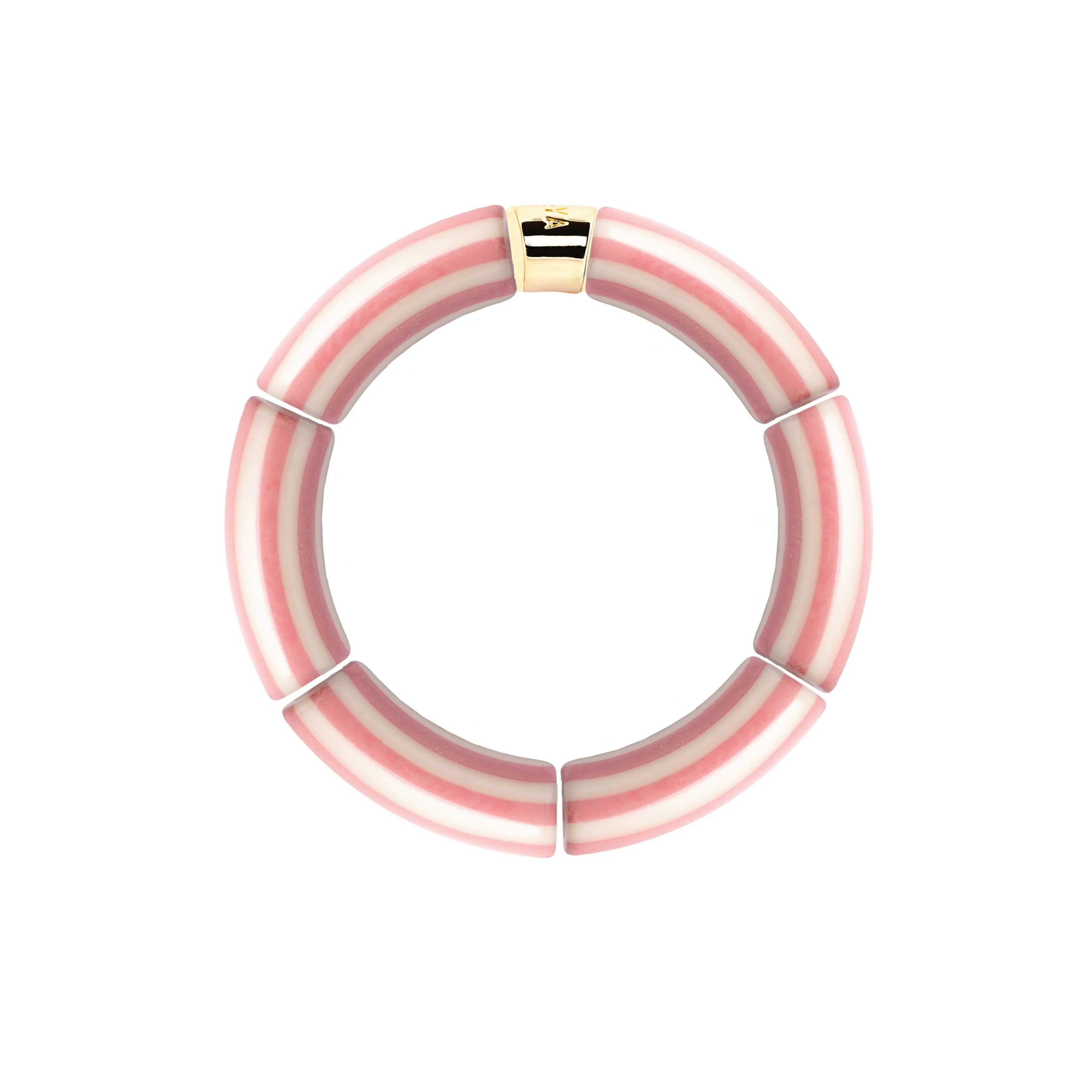 Bracelet doré Riviera Rosado 1 rose et blanc - Bijou photographié sur fond blanc