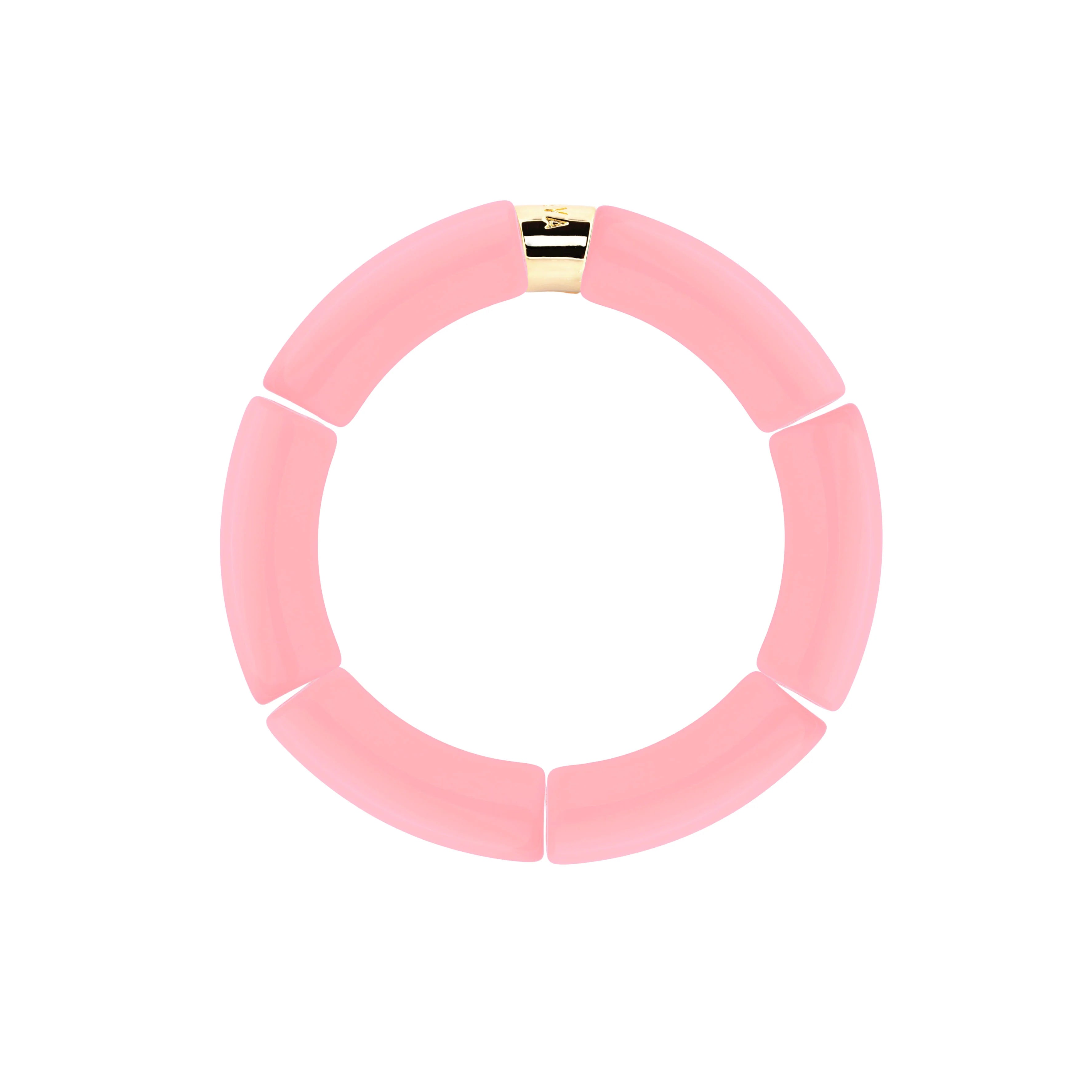 Bracelet doré Riviera Rosado 2 rose - Bijou photographié sur fond blanc