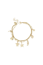 Bracelet double doré Stephy pendentifs marins - Bijou photographié sur fond blanc
