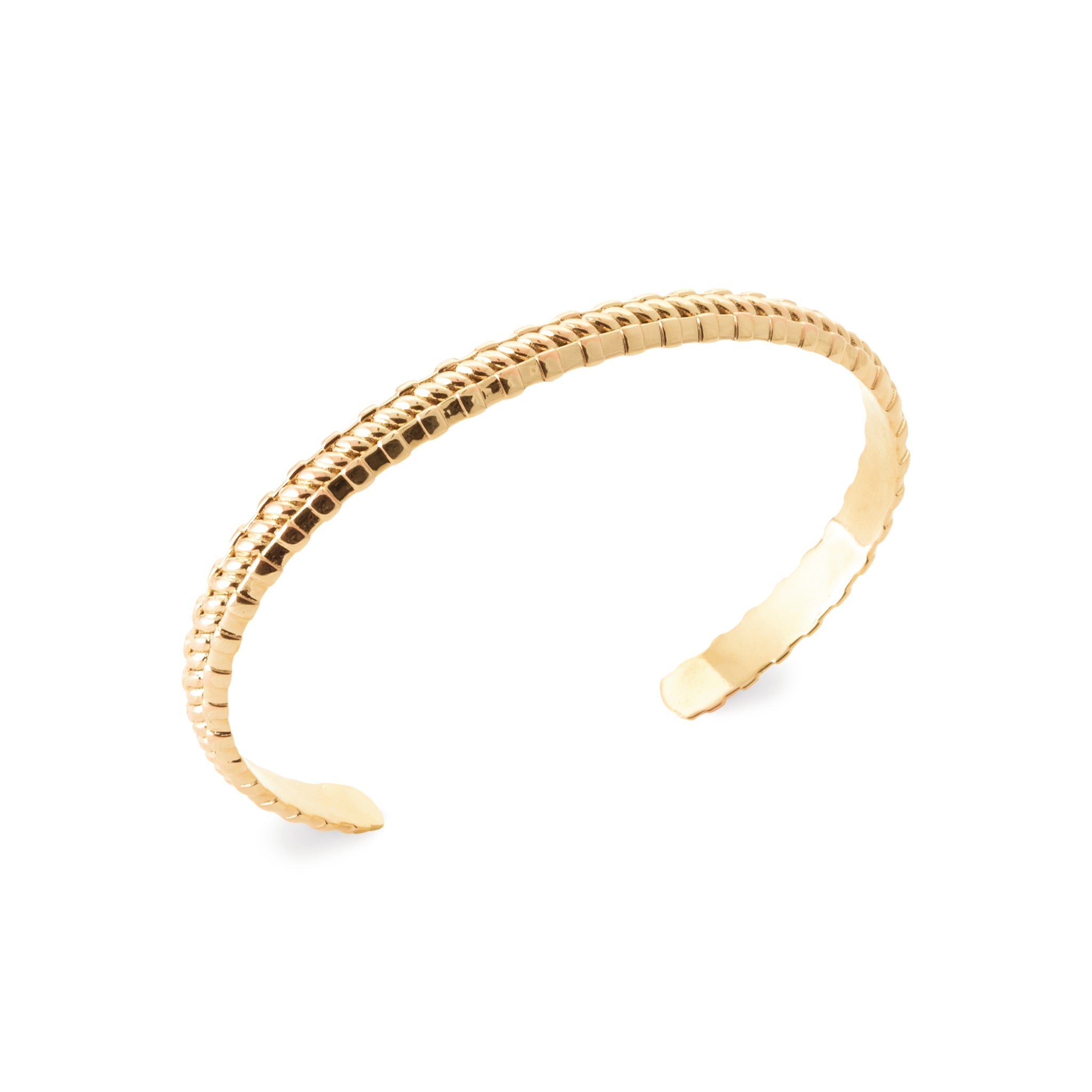 Bracelet jonc doré Amy avec centre torsadé - Bijou photographié sur fond blanc