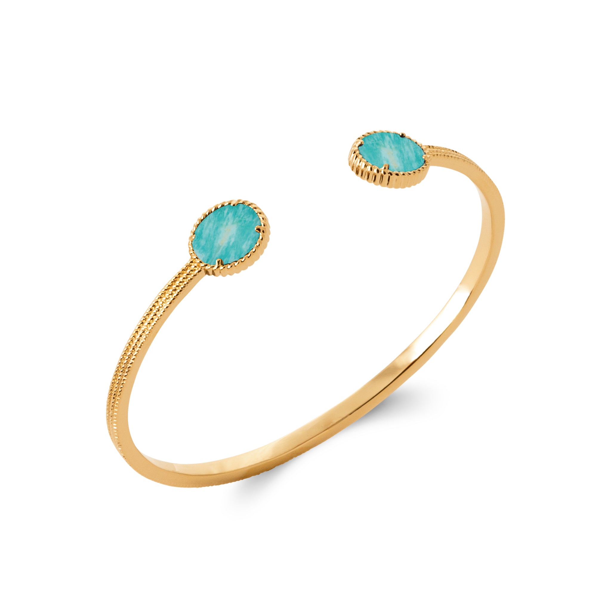 Bracelet jonc doré Miu amazonite - Bijou photographié sur fond blanc