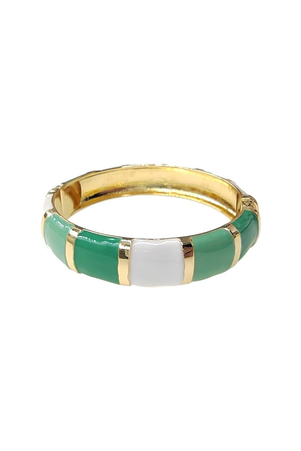 Bracelet jonc Roxanne vert d'eau émail -Bijou photographié sur fond blanc