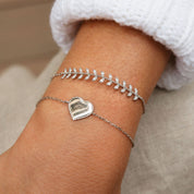 Bracelet Coeur en argent pendentif coeur - Bijou porté
