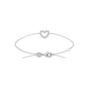 Bracelet en argent coeur serti de zircons Léa - Bijou photographié sur fond blanc
