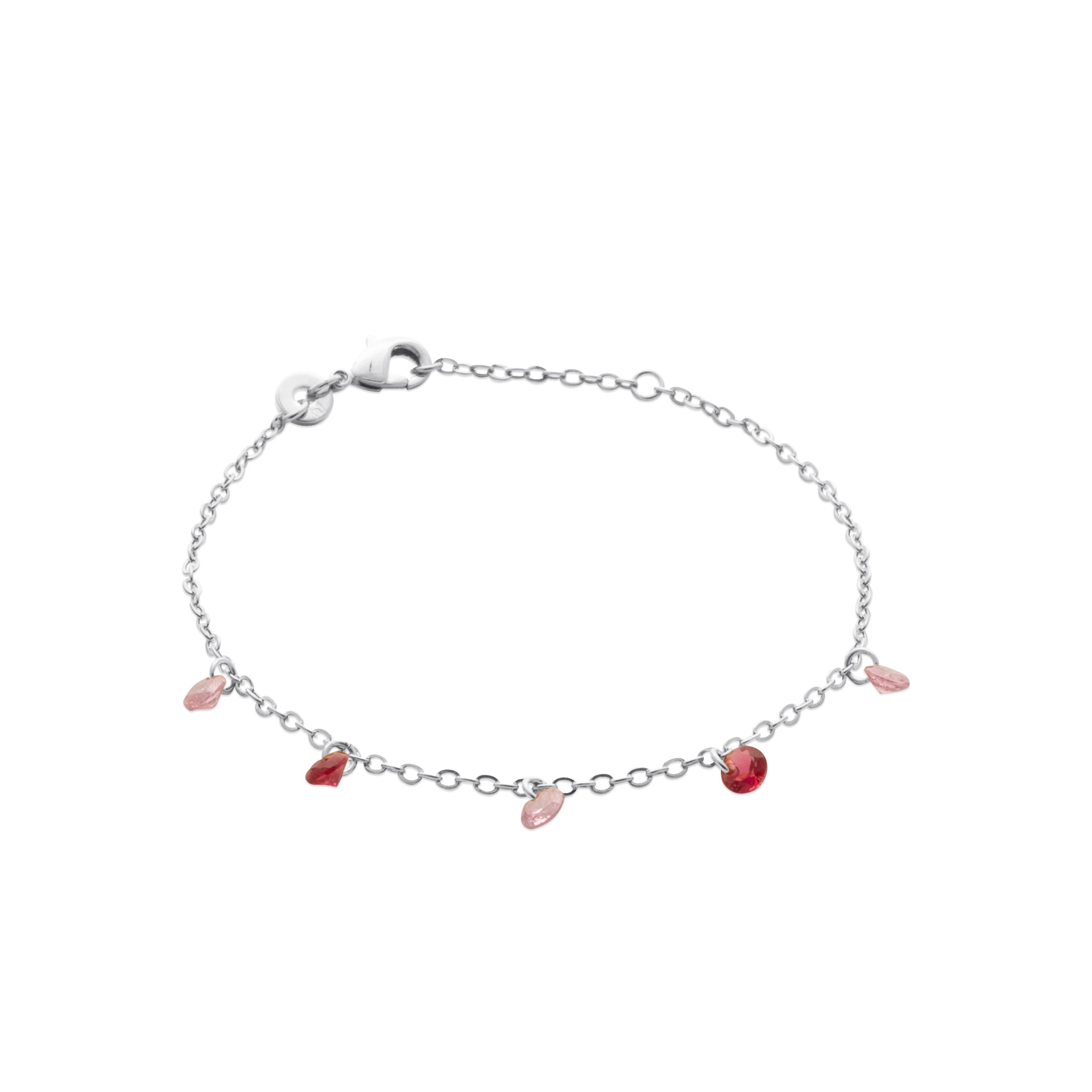 bracelet en argent Lise rose pampilles zircons roses - Bijou photographié sur fond blanc