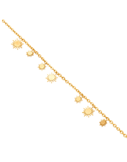 Bracelet doré Dena chaîne fine orné de soleils - Bijou sur fond blanc