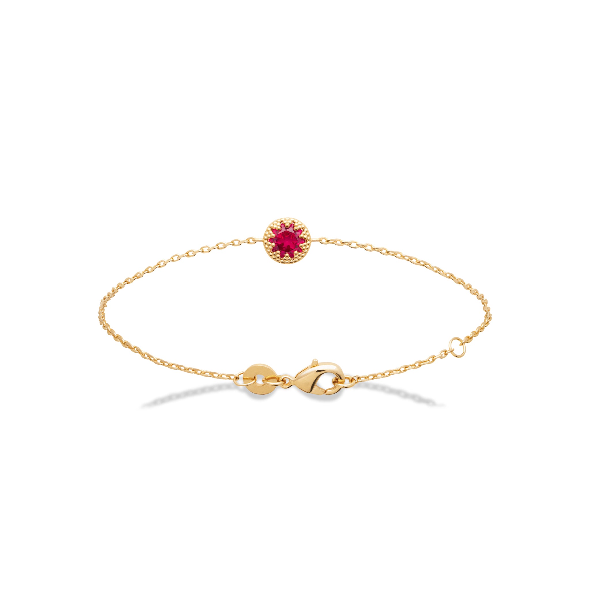 Bracelet doré Ingrid fuchsia zircon serti en motif étoile - Bijou photographié sur fond blanc