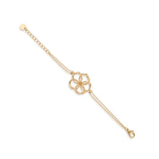 Bracelet doré Oria double chaîne fine orné d'une fleur - Bijou sur fond blanc