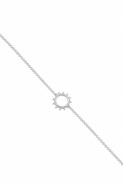 Bracelet argenté Haneya chaîne fine orné d'un soleil ajouré - Bijou sur fond blanc