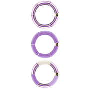 Bracelets dorés Riviera Lila trio violet et blanc - Bijoux photographiés sur fond blanc