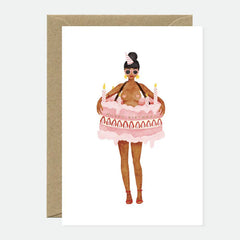 Carte d'anniversaire - Girl in a cake