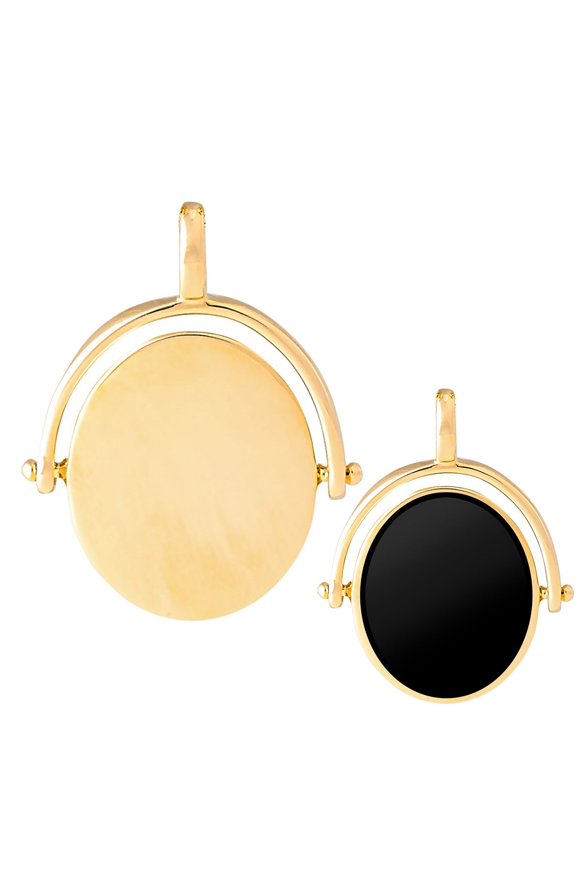Médaille à graver réversible dorée pour collier personnalisable agate noire Joya
