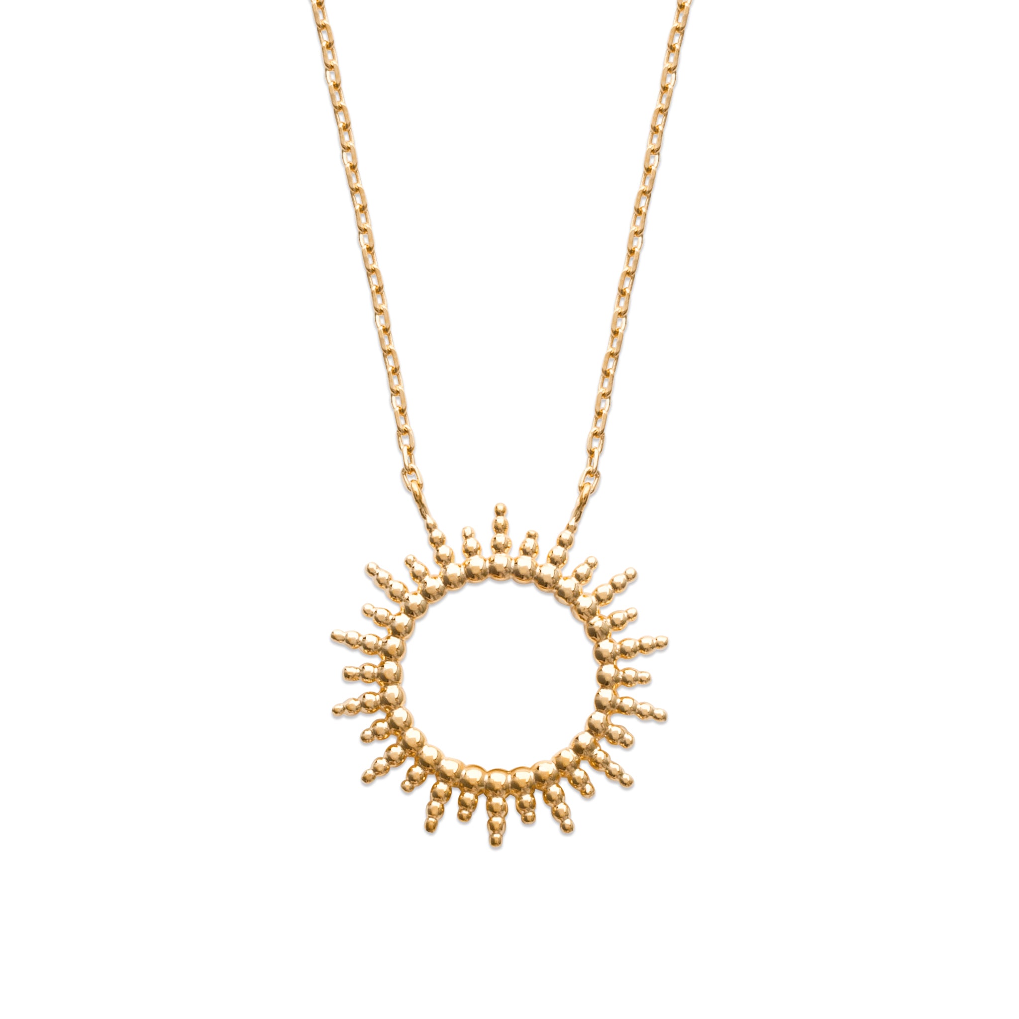 Collier doré Adi pendentif soleil - Bijou photographié sur fond blanc