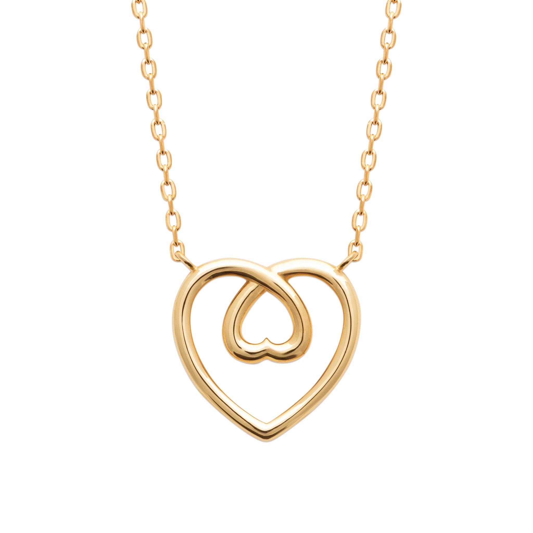 Collier doré Alia cœurs entrelacés - Bijou photographié sur fond blanc