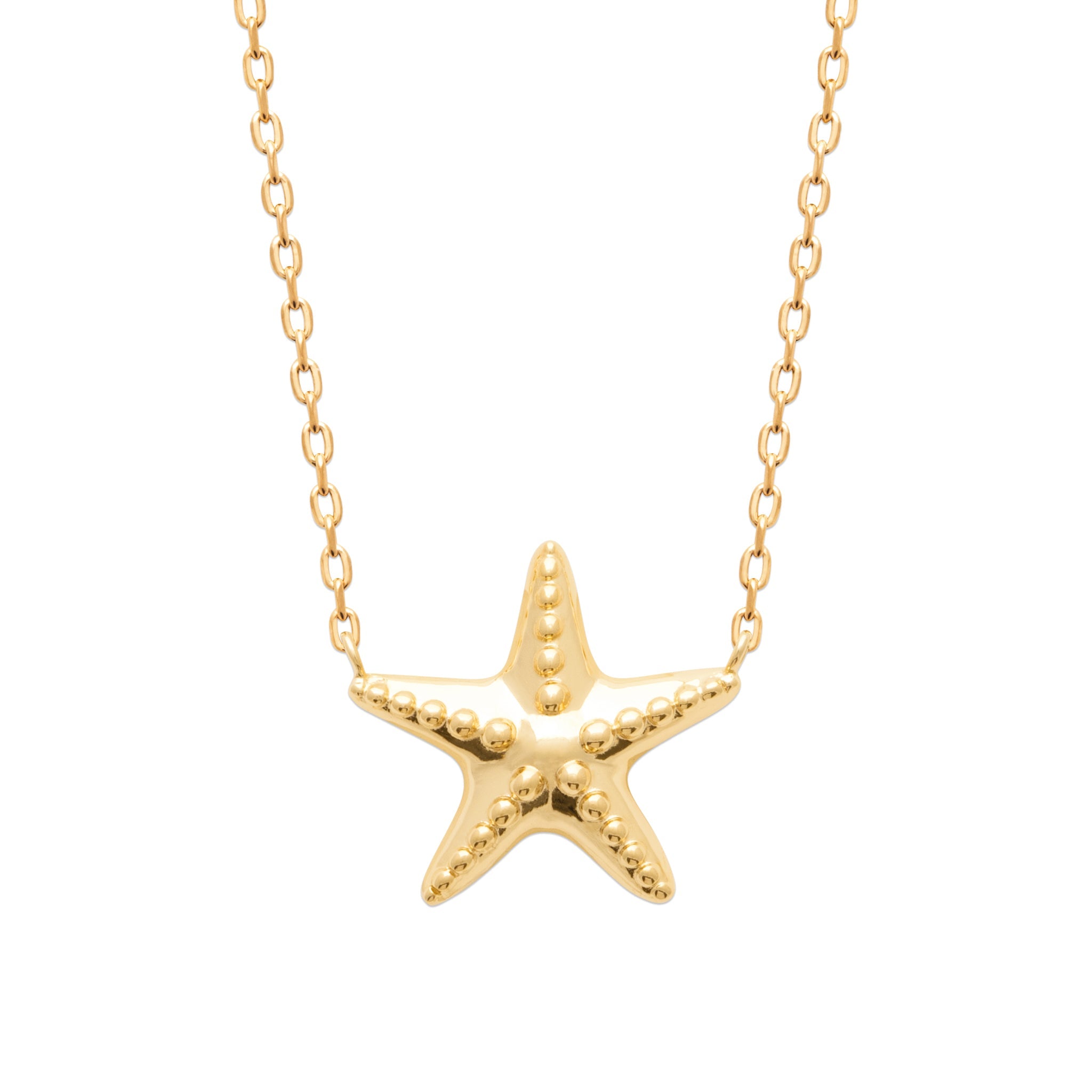 Collier doré Hazel pendentif étoile de mer - Bijou photographié sur fond blanc