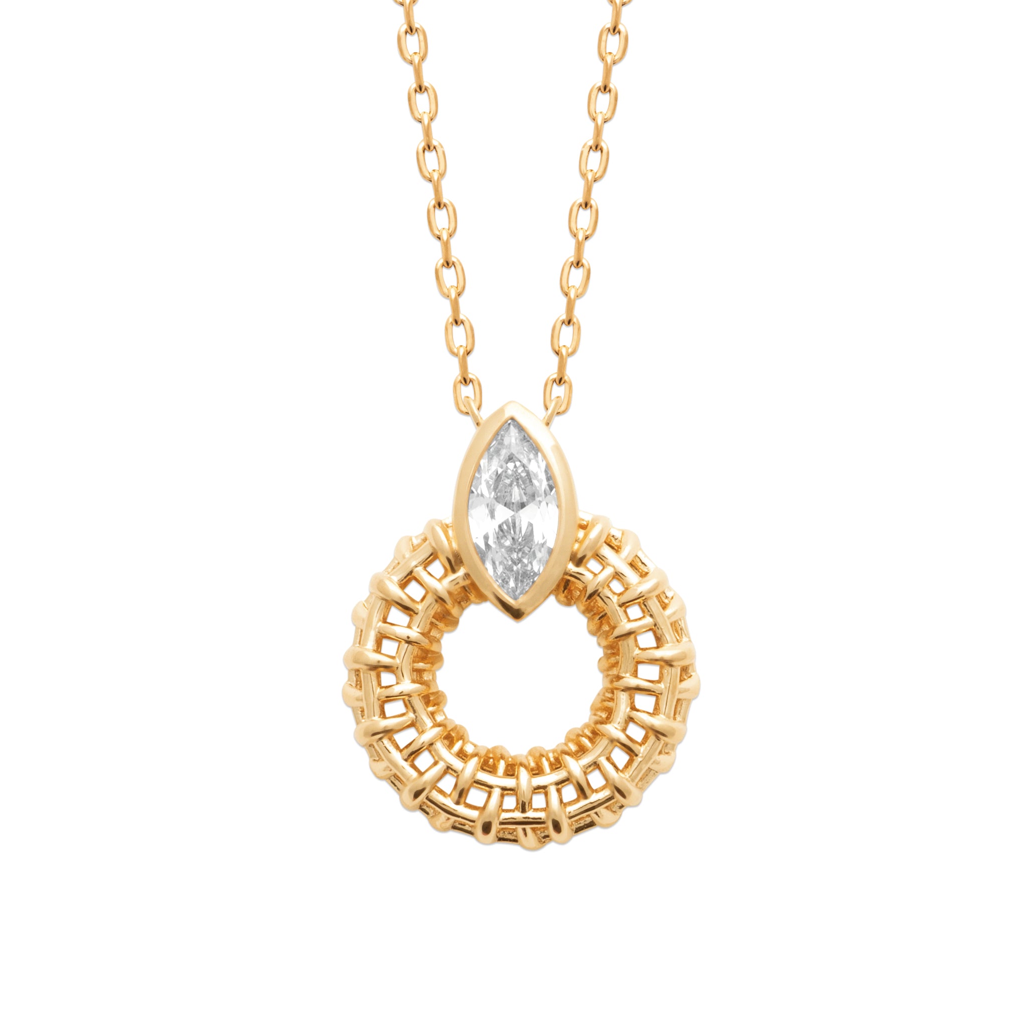 Collier doré Laury avec zircon marquise - Bijou photographié sur fond blanc
