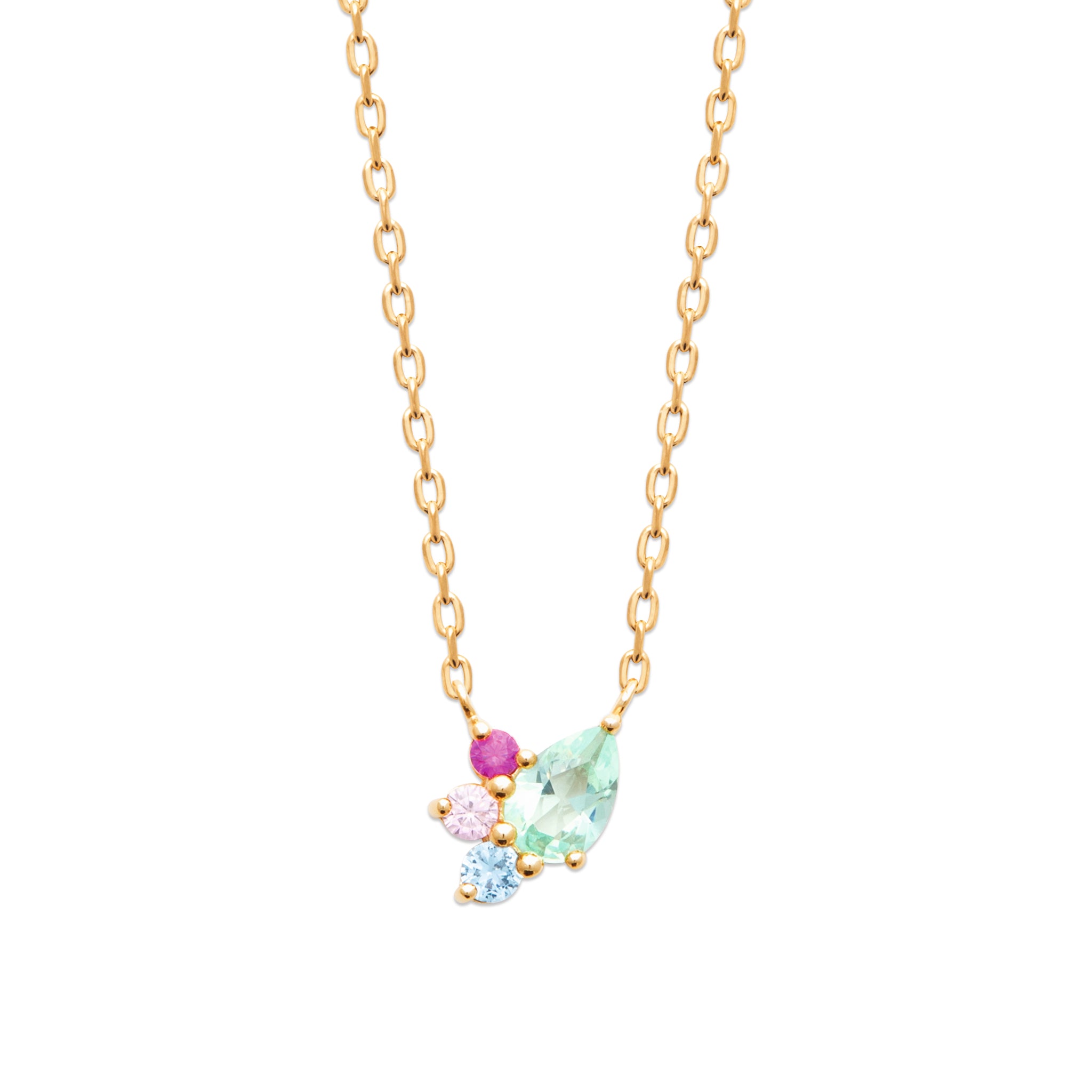 Collier doré Lavinia zircons pastel - Bijou photographié sur fond blanc