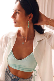 Collier doré Louison mandala avec amazonite - Bijou porté