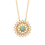 Collier doré Louison mandala avec amazonite - Bijou photographié sur fond blanc