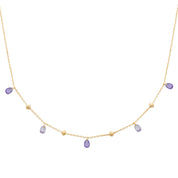 Collier doré Meilani avec pampilles zircons violet - Bijou photographié sur fond blanc