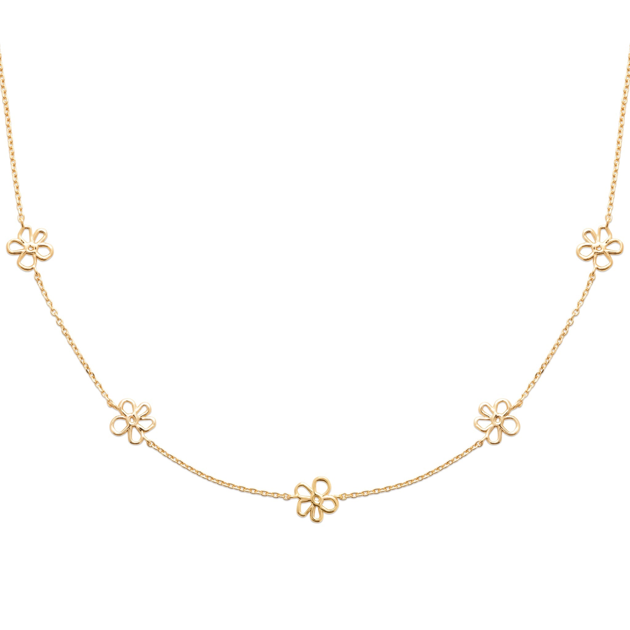 Collier doré Naja fleurs - Bijou photographié sur fond blanc