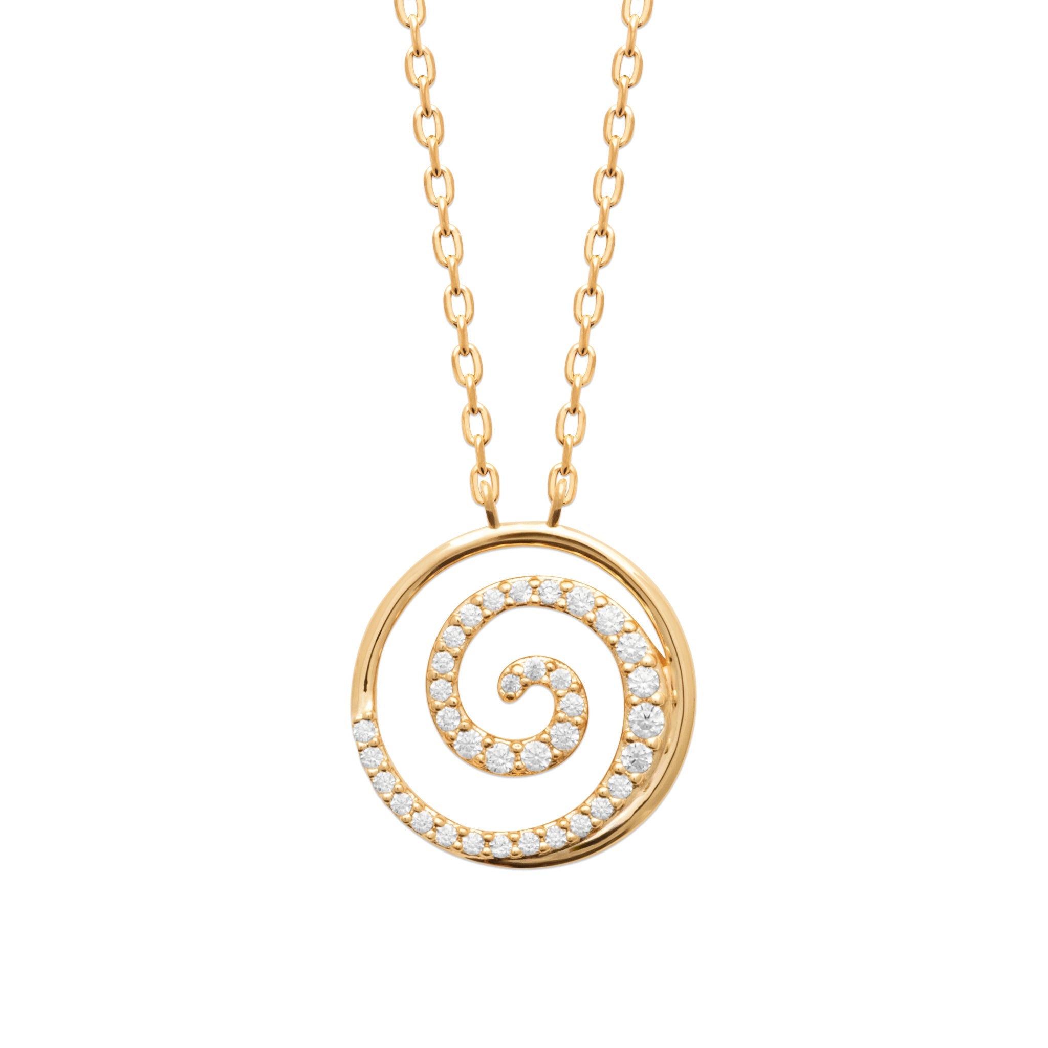 Collier doré Océana vague en zircons - Bijou photographié sur fond blanc